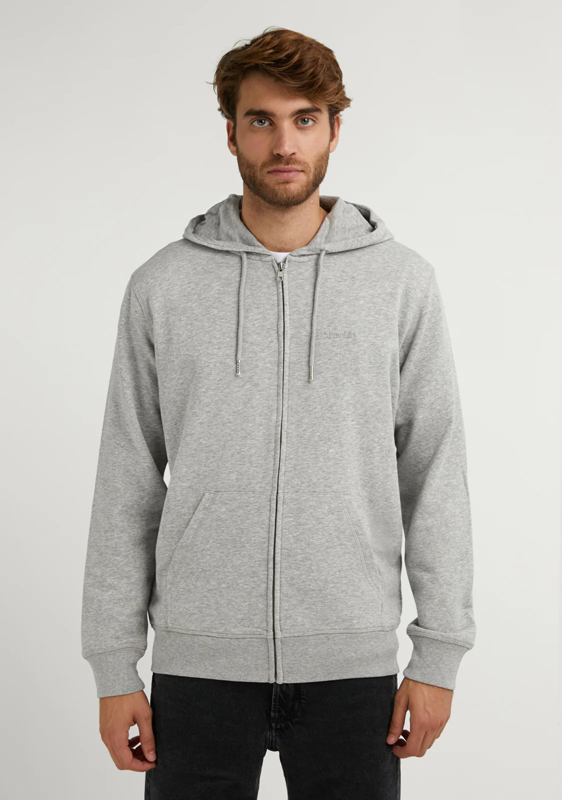 Embroidery Logo Zip Hoodie Grey - Imagen 7