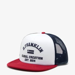 Puff Print Trucker Cap Navy-Red