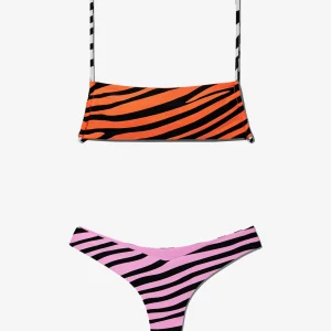 Fiji Top Zebra Orange + Fiji Bottom Zebra Pink Bikini
