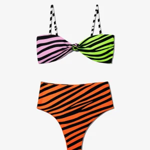 Maui Top Zebra Pink / Lime + Maui Bottom Zebra Orange Bikini