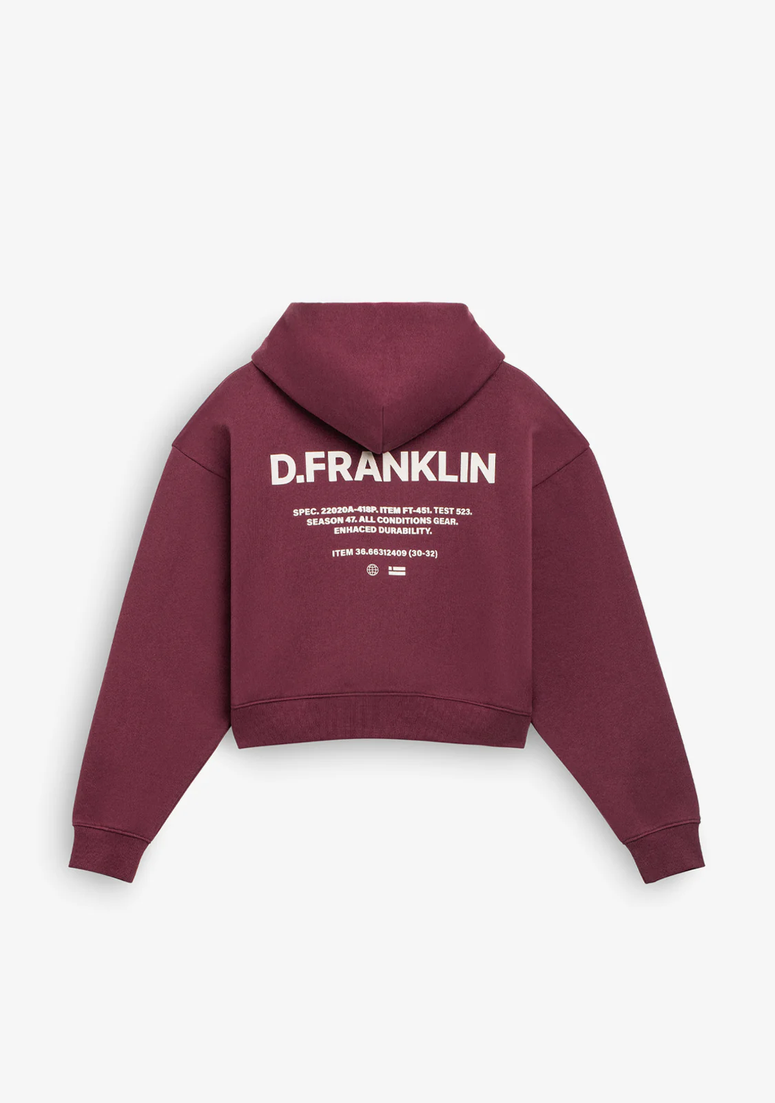 Worldwide Crop Hoodie Wine - Imagen 2