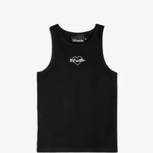 Rib Tank Top Heart Black