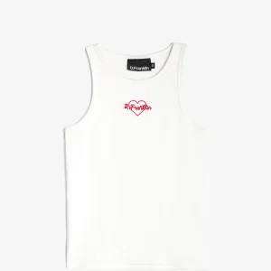 Rib Tank Top Heart White