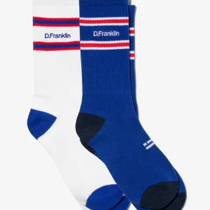DF 6 Stripes Socks 2 Pack White-Blue