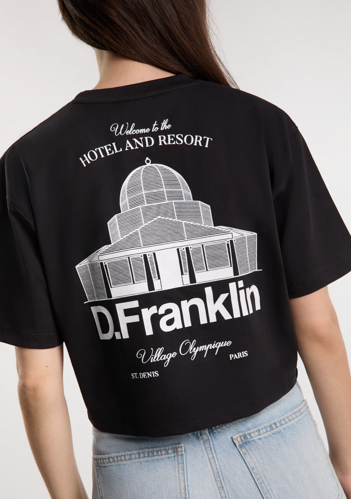 St. Denis Cropped T-Shirt Black / White - Imagen 6