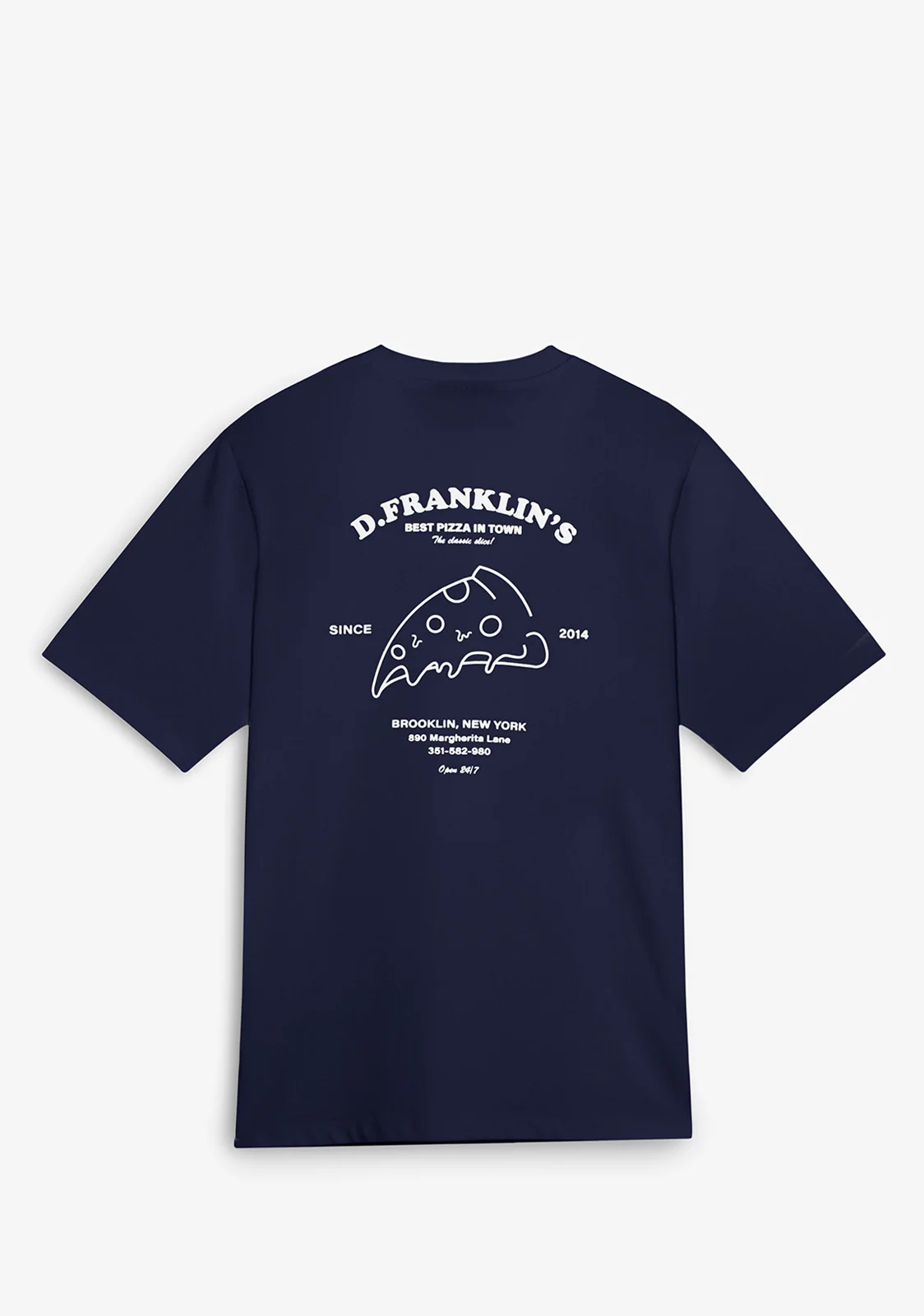 Best Pizza T-Shirt Navy / White