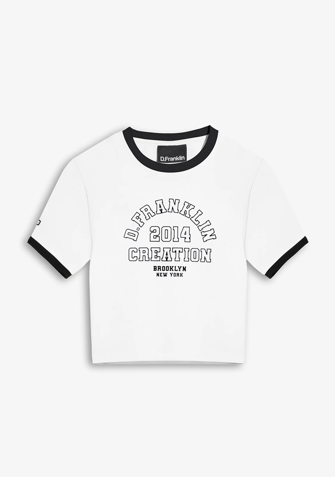 Contrast Ribbed Cropped T-Shirt White - Imagen 2