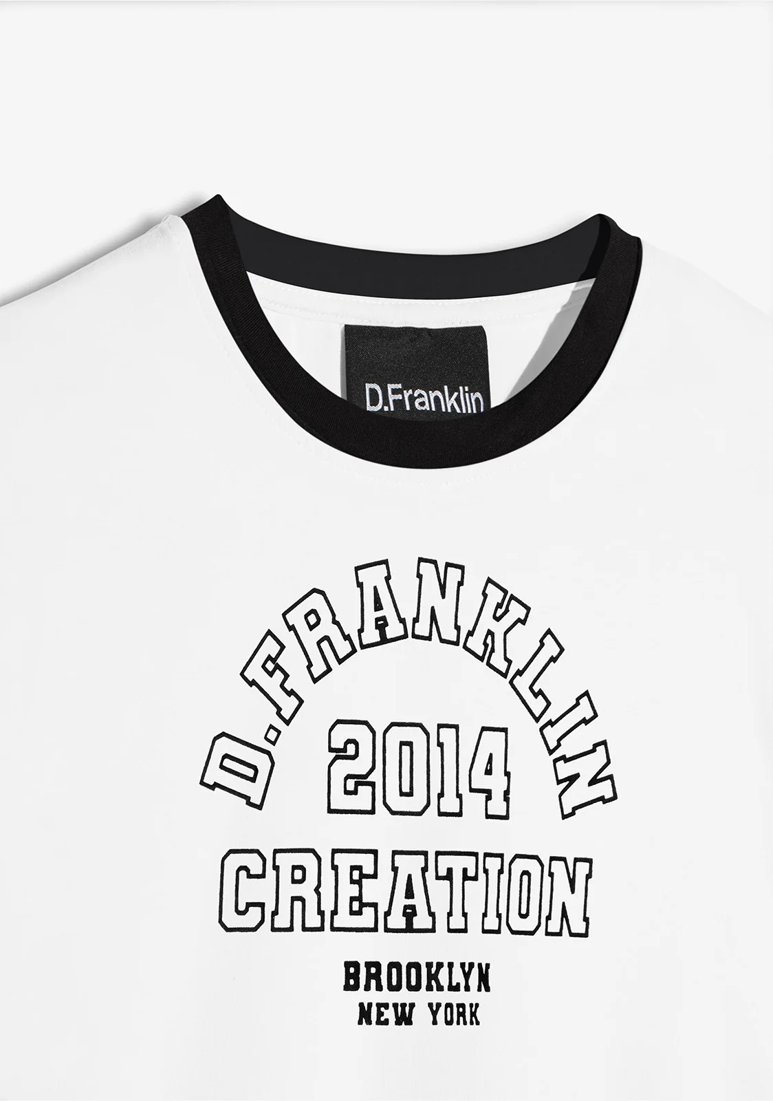 Contrast Ribbed Cropped T-Shirt White - Imagen 5