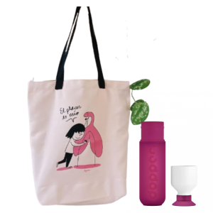 Pack Tote Bag Lyona y Botella Dopper Original Fucsia