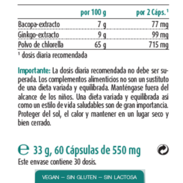 Bakopa ginkgo cápsulas, Raab Vitalfood - Imagen 3