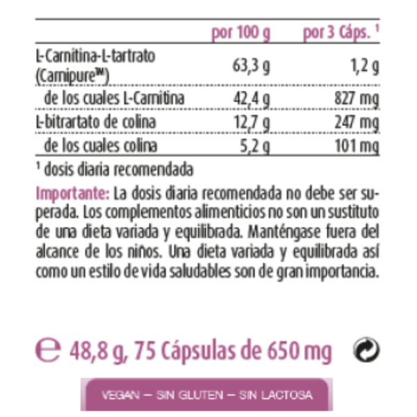 L-Carnitina cápsulas, Raab Vitalfood - Imagen 3