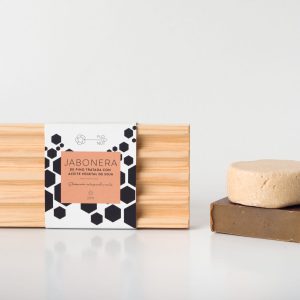 Jabonera doble de madera